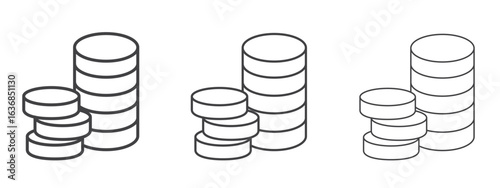 Money coin icon vector Graphics. Black thin lines icons
