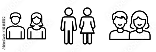 Flat icon for apps and websites representing male and female bathroom or restroom sign