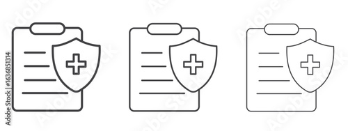 Medical insurance icon vector Graphics. Black thin lines icons