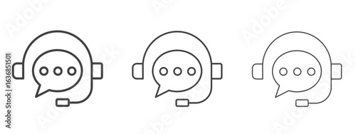 Live chat icon vector Graphics. Black thin lines icons