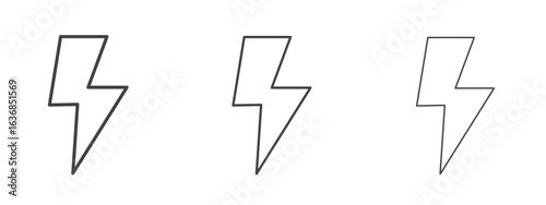 Lightning icon vector Graphics. Black thin lines icons