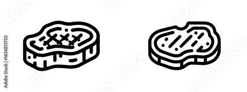 Flat icon of round beef steak for use on food-related apps and websites