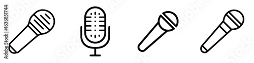 Line art icon of a microphone speaker for speech to text functionality in apps and websites