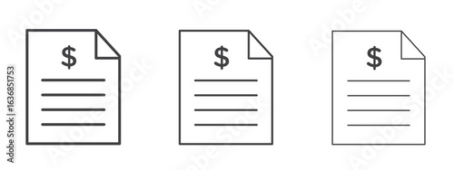 Invoice icon vector Graphics. Black thin lines icons