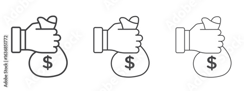 Investment icon vector Graphics. Black thin lines icons