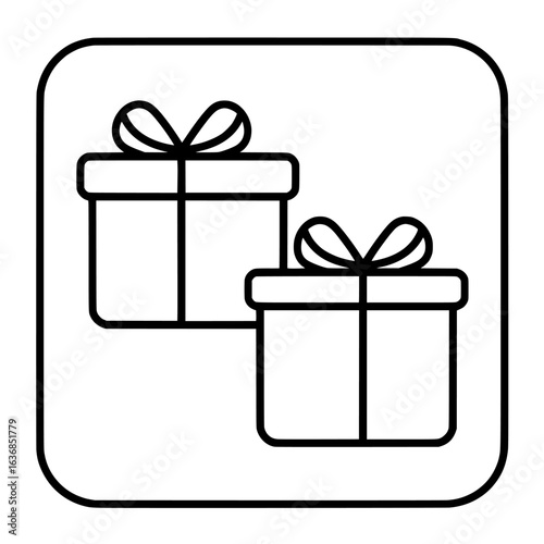 Icon of a gift box with a ribbon bow, ideal for birthday and Christmas gift representations on apps and websites