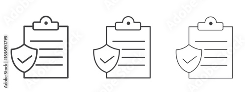 Insurance policy icon vector Graphics. Black thin lines icons