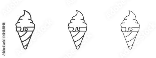Ice cream cone icon vector Graphics. Black thin lines icons