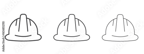 Helmet icon vector Graphics. Black thin lines icons