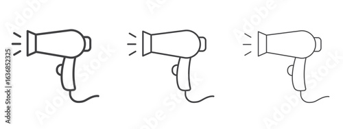 Hair dryer icon vector Graphics. Black thin lines icons