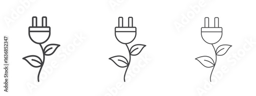 Green energy icon vector Graphics. Black thin lines icons