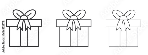 Gift icon vector Graphics. Black thin lines icons
