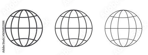 Globe icon vector Graphics. Black thin lines icons