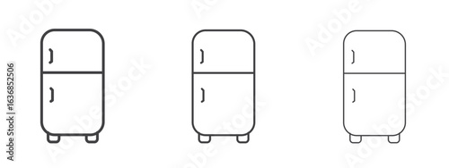 Fridge icon vector Graphics. Black thin lines icons