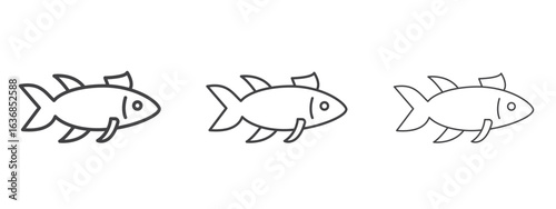 Fish icon vector Graphics. Black thin lines icons