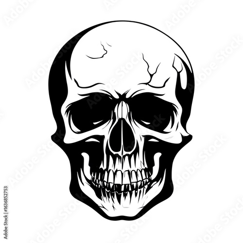 Dark outline skull graphic transparent background