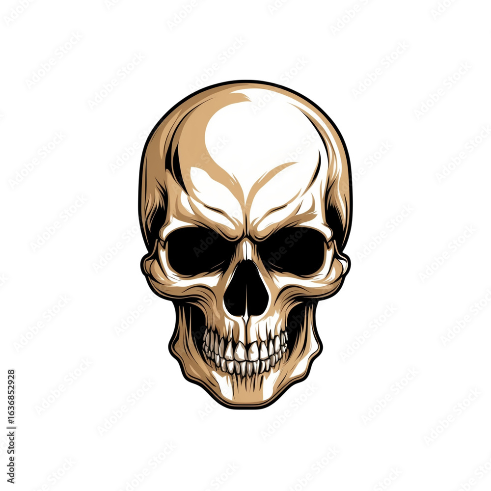Fototapeta premium Detailed illustration of a human skull transparent background