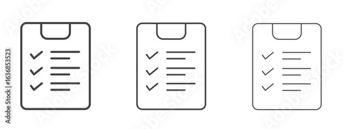 Clipboard icon vector Graphics. Black thin lines icons