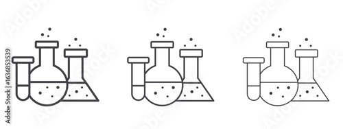 Chemistry icon vector Graphics. Black thin lines icons