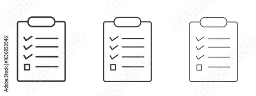 Checklist icon vector Graphics. Black thin lines icons