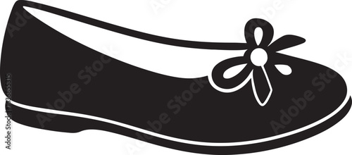 Flat Ballet Shoes with Bow Silhouette