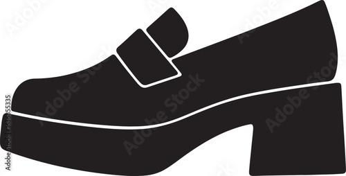 High Block Heel Loafer Shoe Silhouette