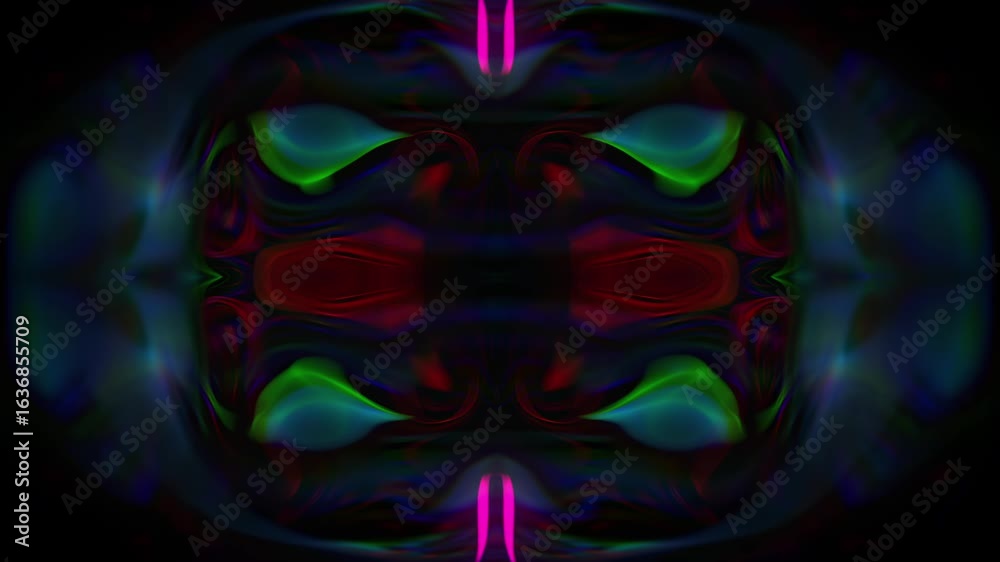 AI-generated layered neon geometric shapes forming a glowing diamond kaleidoscope pattern