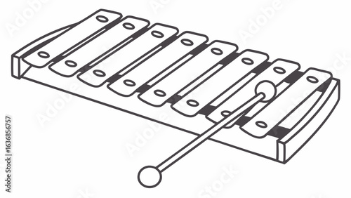 Vector illustration of a xylophone musical instrument in simple line art
