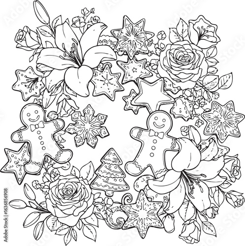 Wallpaper Mural christmas, pattern, flower, vector, floral, design, seamless, vintage, illustration, ornament, decoration, art, wallpaper, nature, decor, texture, element, flowers, mandala, leaf, retro, ornate, lace, Torontodigital.ca