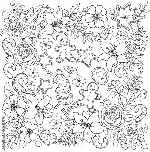 Wallpaper Mural christmas, pattern, flower, vector, floral, design, seamless, vintage, illustration, ornament, decoration, art, wallpaper, nature, decor, texture, element, flowers, mandala, leaf, retro, ornate, lace, Torontodigital.ca