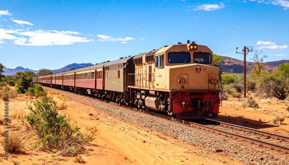 Obraz premium Scenic train journey through the desert