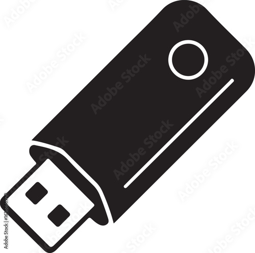 Black flash drive with circular indicator storage