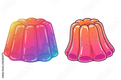 Vibrant rainbow and pink jelly desserts delightful sweet treats for party or celebration