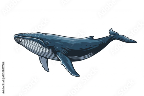 Majestic Blue Whale gracefully glides through ocean depths, symbolizing marine life and nature's grandeur.