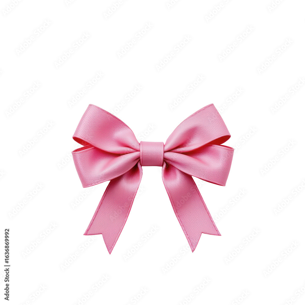 Fototapeta premium Pink Satin Bow Decorated Ribbon for Crafts and Gift Wrapping