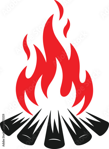 Red flames burning on black logs fire heat