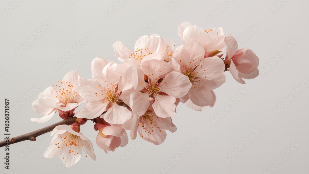 Fototapeta premium Blooming Almond Branch. A Delicate Display of Springs Beauty and Floral Elegance