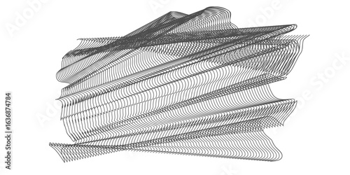 A minimalist black and white vector illustration of a fish drawing, sketched on paper with a pencil and fastened with a staple