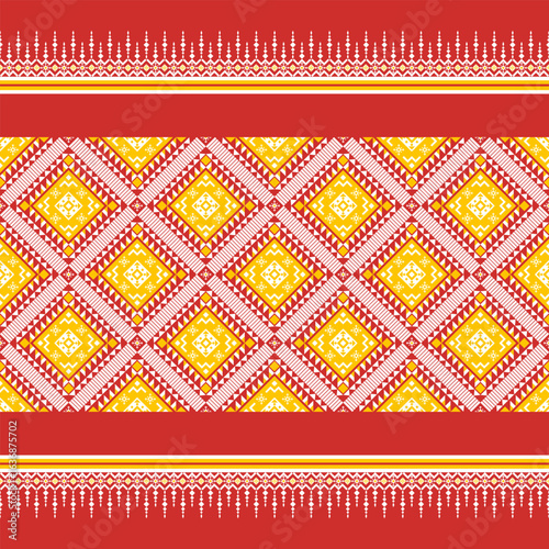 Geometric ethnic oriental seamless pattern traditional design for border background carpet wallpaper clothing wrapping batik fabric embroidery style vector illustration
