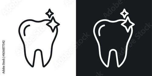 clean tooth icon line concept, linear symbol.
