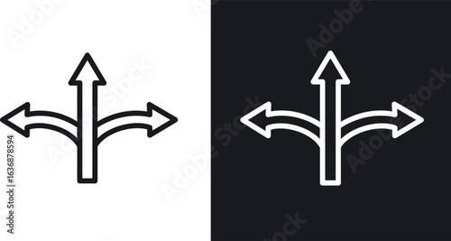 Three directions icon line concept, linear symbol.