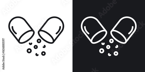 Open Capsule Pill icon line concept, linear symbol.