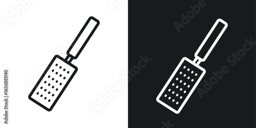 Microplane grater icon line concept, linear symbol.