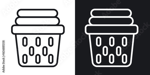 Laundry basket icon line concept, linear symbol.