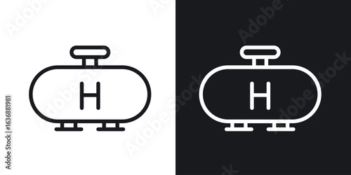 Hydrogen gas tank icon line concept, linear symbol.