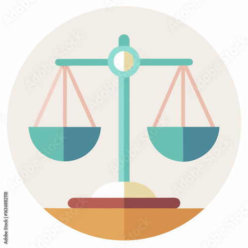 Balanced Scales Neutral Colors Minimalist Vector Illustration Isolated on White