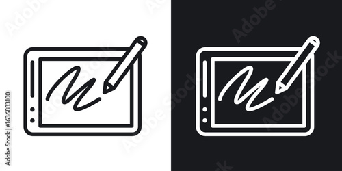 Electronic signature icon line concept, linear symbol.