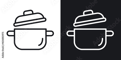Cooking pot icon line concept, linear symbol.