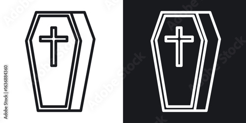 Coffin icon line concept, linear symbol.