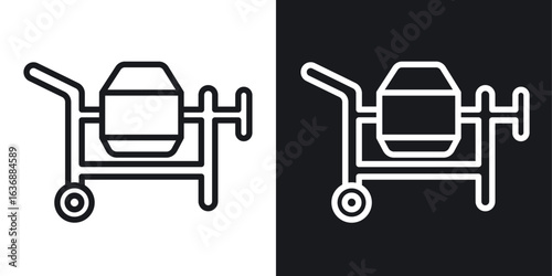 cement mixers icon line concept, linear symbol.